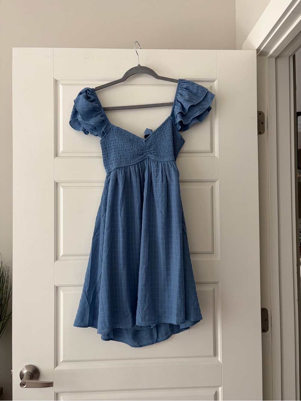 TJ MAXX Blue Ruffled Sleeve Dress
